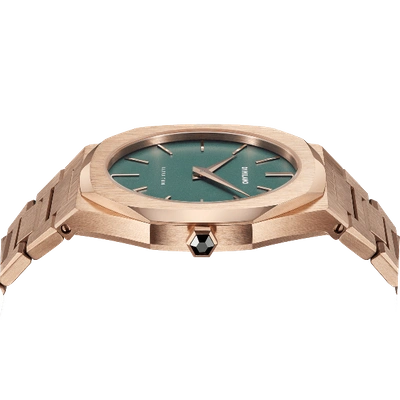 Shop D1 Milano Watch Ultra Thin Bracelet 38 Mm In Green/rose Gold
