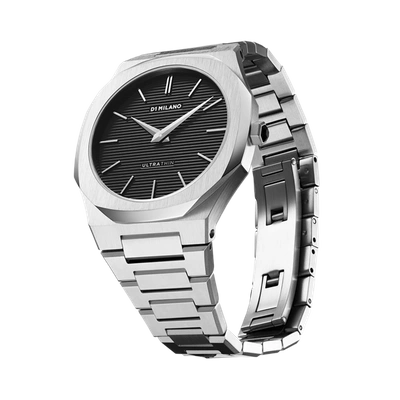 Shop D1 Milano Watch Ultra Thin Bracelet 40 Mm In Black/silver