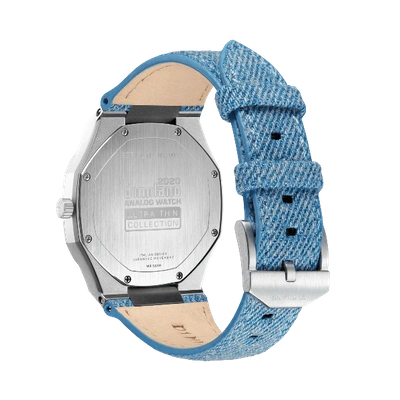 Shop D1 Milano Watch Ultra Thin Denim 34 Mm In Blue/silver