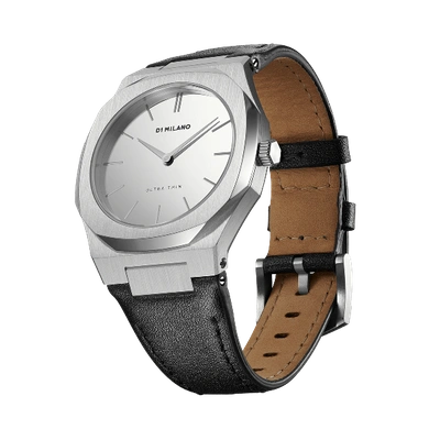 D1 Milano Watch Ultra Thin Leather 34 Mm In Black/silver