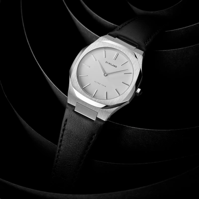 Shop D1 Milano Watch Ultra Thin Leather 38 Mm In Black/silver