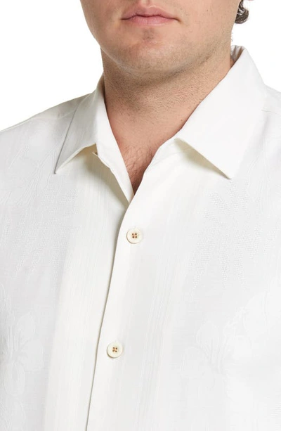 Shop Tommy Bahama Bali Border Floral Jacquard Short Sleeve Silk Button-up Shirt In Continenta