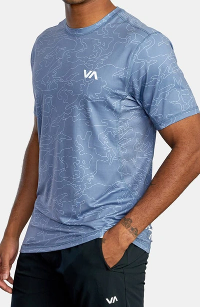 Shop Rvca Sport Vent Logo T-shirt In Line Camo Blue