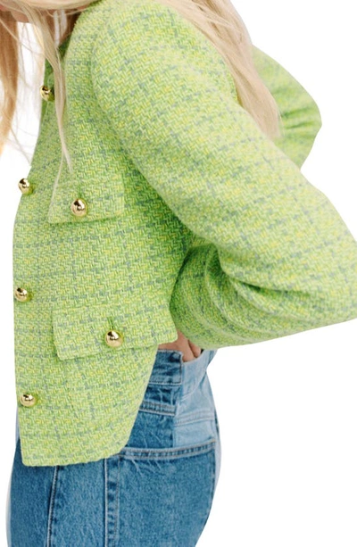 Shop Mango Tweed Jacket In Lime