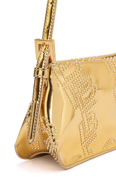 Shop By Far Dulce Stud Metallic Shoulder Bag In Gold