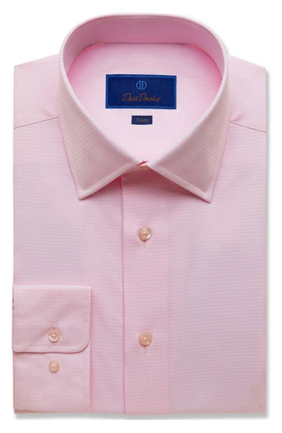 Shop David Donahue Trim Fit Textured Dobby Dress Shirt In Pink