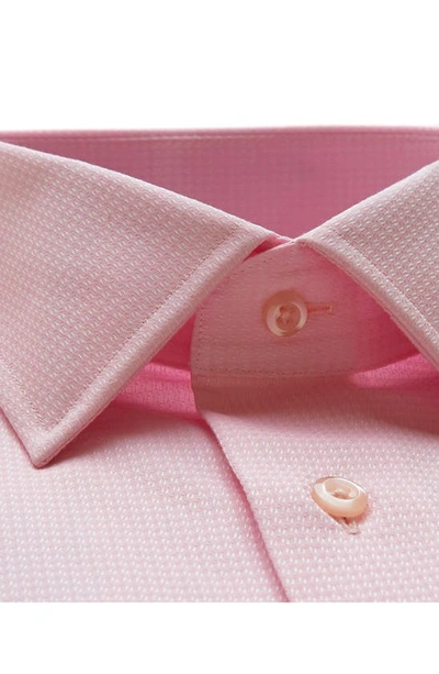Shop David Donahue Trim Fit Textured Dobby Dress Shirt In Pink