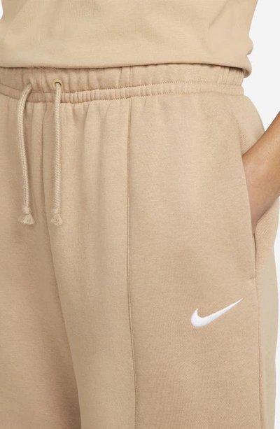 Shop Nike Sportswear Essential Fleece Shorts In Hemp/ White