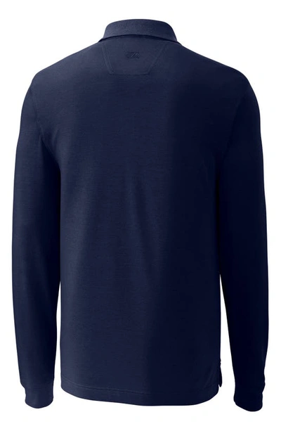 Shop Cutter & Buck Advantage Long Sleeve Piqué Performance Polo In Liberty Navy