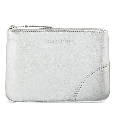 Shop Comme Des Garçons Leather Pouch Small In Silver