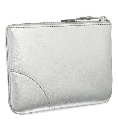 Shop Comme Des Garçons Leather Pouch Small In Silver