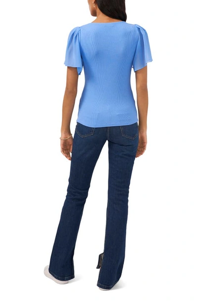 Shop 1.state Flutter Sleeve Rib Knit T-shirt In Iris Blue