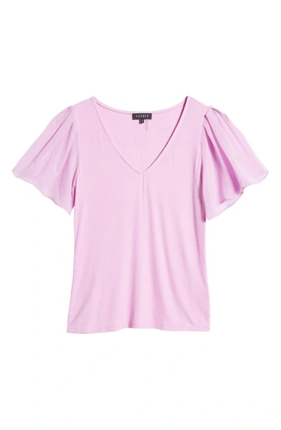 Shop 1.state Flutter Sleeve Rib Knit T-shirt In Violet Tulle
