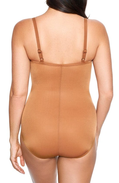 Shop Miraclesuit Network Mystique Underwire One-piece Swimsuit In Scotch Brown