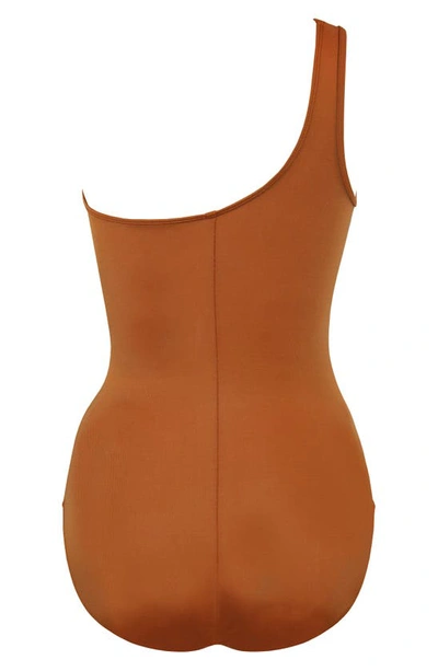 Shop Miraclesuit Jena One-shoulder One-piece Swimsuit In Scotch Brown