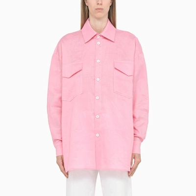 Shop Anouki Pink Linen Oversize Shirt