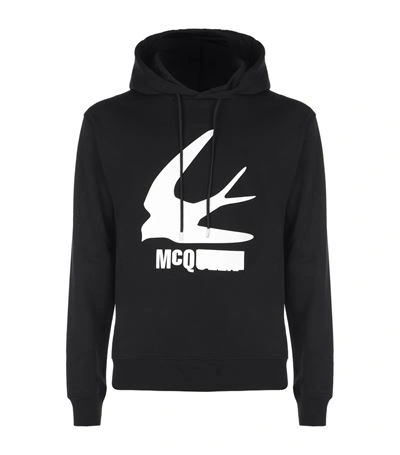 Mcq By Alexander Mcqueen Hooded Swallow Printed Cotton Sweatshirt, Black