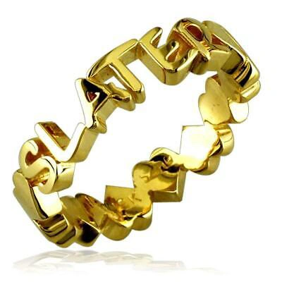 Pre-owned Undisclosed 14k Yellow Gold Any Name Stackable Heart Name Ring, 4.4mm Wide