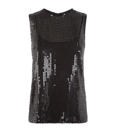 Dkny Sequin Embellished Sleeveless Top In Black