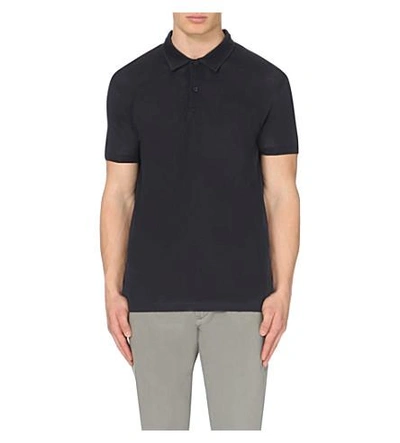 Shop Sunspel Riviera Cotton-mesh Polo Shirt In Navy