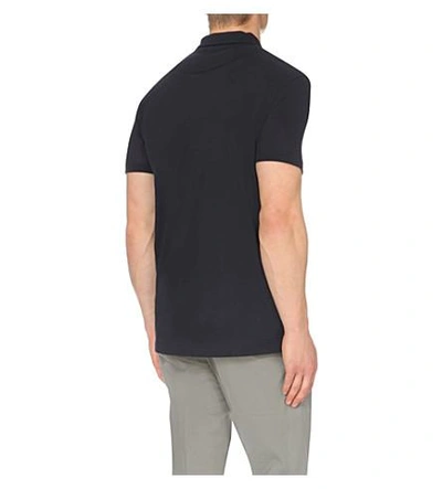 Shop Sunspel Riviera Cotton-mesh Polo Shirt In Navy