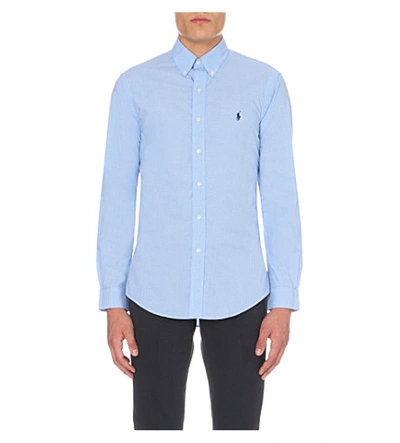 Ralph Lauren Slim-fit Single-cuff Shirt In Blue Wh Chec