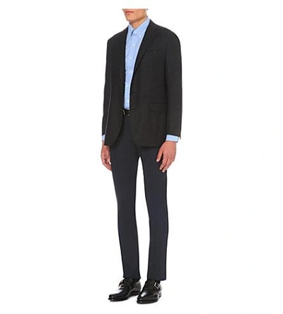 Shop Ralph Lauren Slim-fit Single-cuff Shirt In Blue Wh Chec