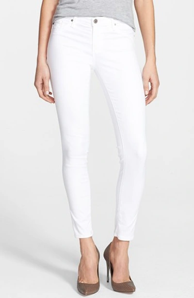 Ag Distressed Straight Jeans In White
