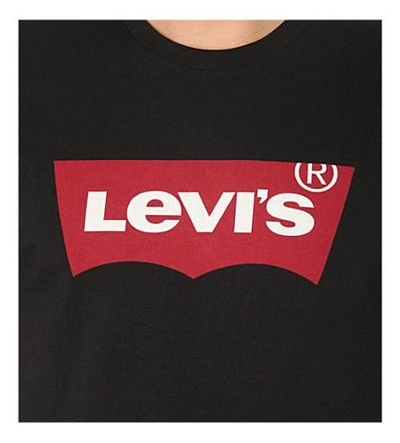 Shop Levi's Logo-print Cotton-jersey T-shirt In Black