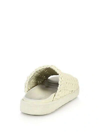 Shop Helmut Lang Woven Leather Slippers In Cream