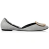 Roger Vivier Chips Ballerinas In Suede In Grey