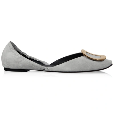 Roger Vivier Chips Ballerinas In Suede In Grey