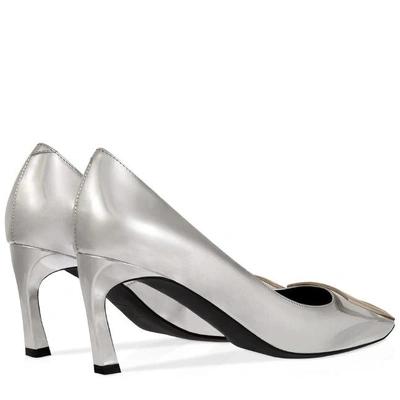 Shop Roger Vivier Belle Vivier Trompette Pumps In Leather In Silver