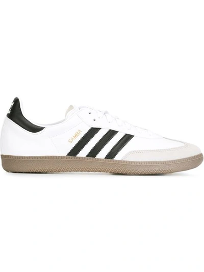 Adidas Originals White Samba Og Sneakers In White/black/clear Granite