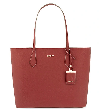 Dkny Structured Saffiano Leather Tote In Red/desert
