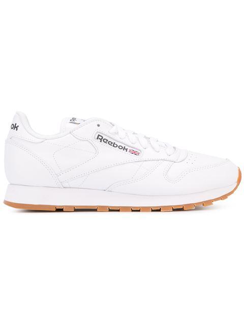 white reebok with gum sole