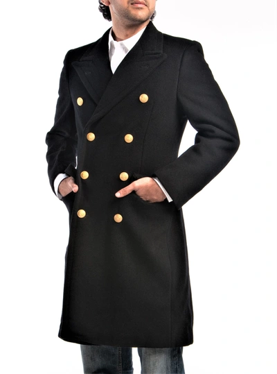 Pre-owned Blue 1970's Authentic Military Style Vintage Italian Navy Bridgecoat-peacoat In Black