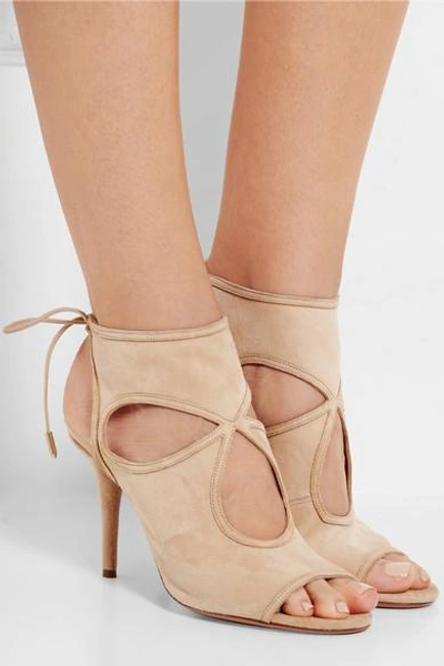 Shop Aquazzura Sexy Thing Cutout Suede Sandals