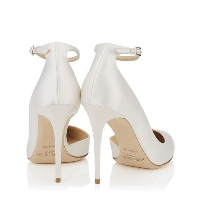 Shop Jimmy Choo Lucy 100 Ivory Satin Pointy Toe Pumps