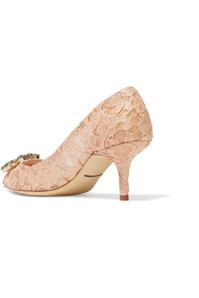 Shop Dolce & Gabbana Crystal-embellished Corded Lace And Mesh Pumps