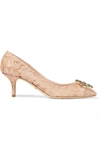 DOLCE & GABBANA Crystal-embellished corded lace and mesh pumps