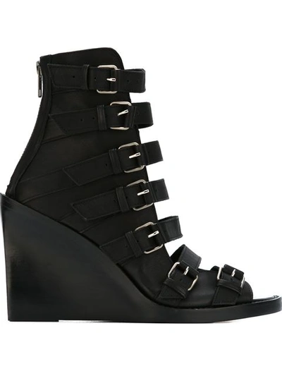 Ann Demeulemeester 100mm Buckled Leather Open Toe, Black