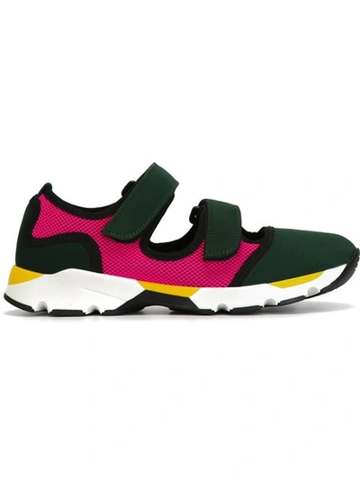 Marni Colour-block Neoprene And Mesh Trainers In Green