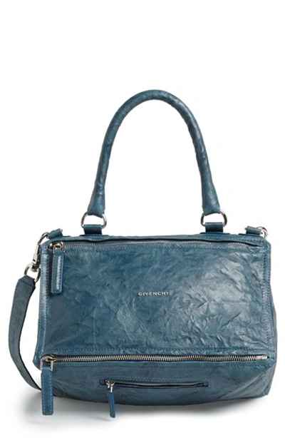 Shop Givenchy 'medium Pepe Pandora' Leather Shoulder Bag In Mineral Blue