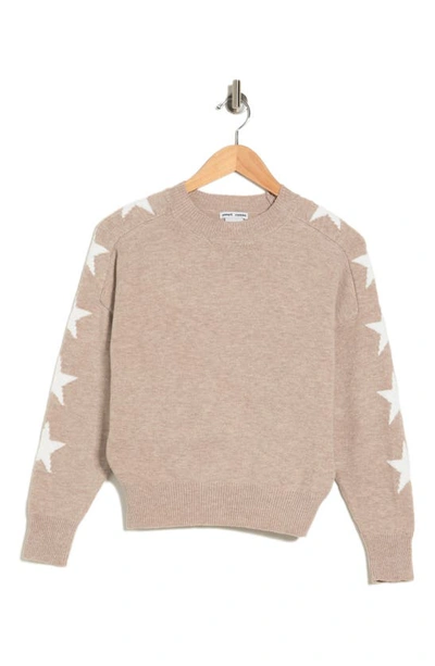Sweet Romeo Star Print Sleeve Sweater In Latte White | ModeSens
