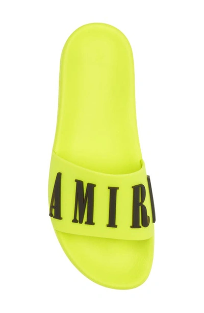 Shop Amiri Logo Pool Slide Sandal In Volt/ Black