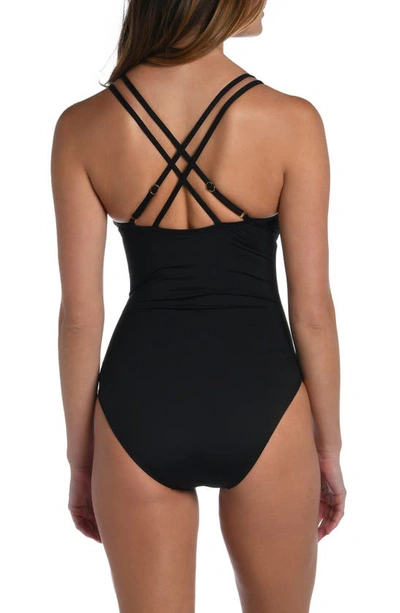 Shop La Blanca Lace-up Underwire One-piece Swimsuit In Black