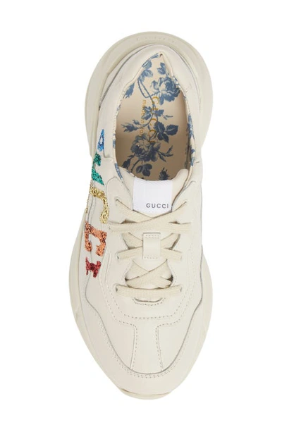 Shop Gucci Glitter Logo Sneaker In Mystic White