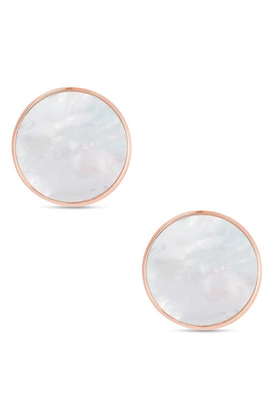 Shop Lily Nily Kids' Mother-of-pearl Stud Earrings In Rose Gold