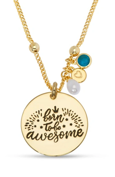 Shop Lily Nily Kids' Born To Be Awesome Pendant Necklace In Gold